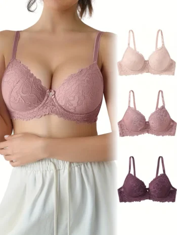 3-Pack Push-Up Lace Bras