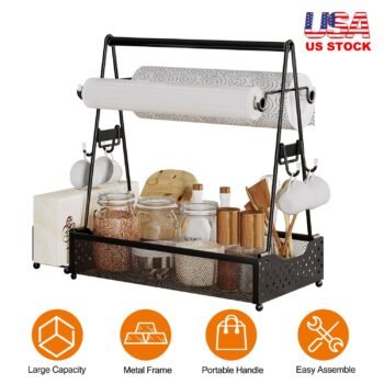 Metal Grill Utensil Caddy with Paper Towel Holder